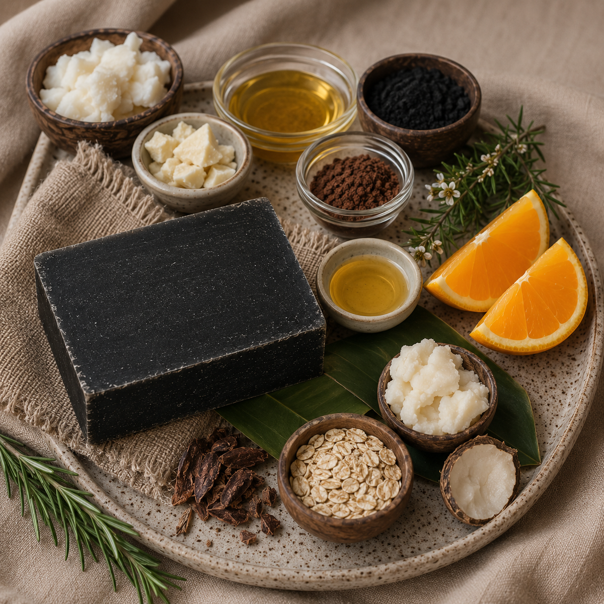 Mae Luna Black Tea Tree botanical bar soap product photo