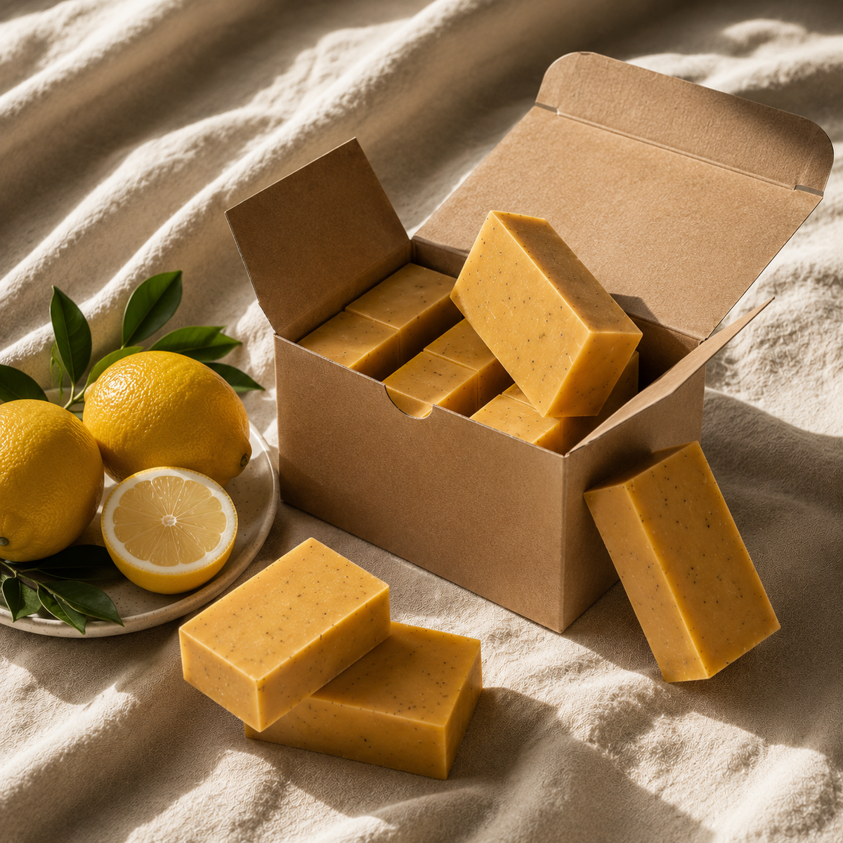 Mae Luna Lemon Poppy Seed exfoliating bar soap product photo