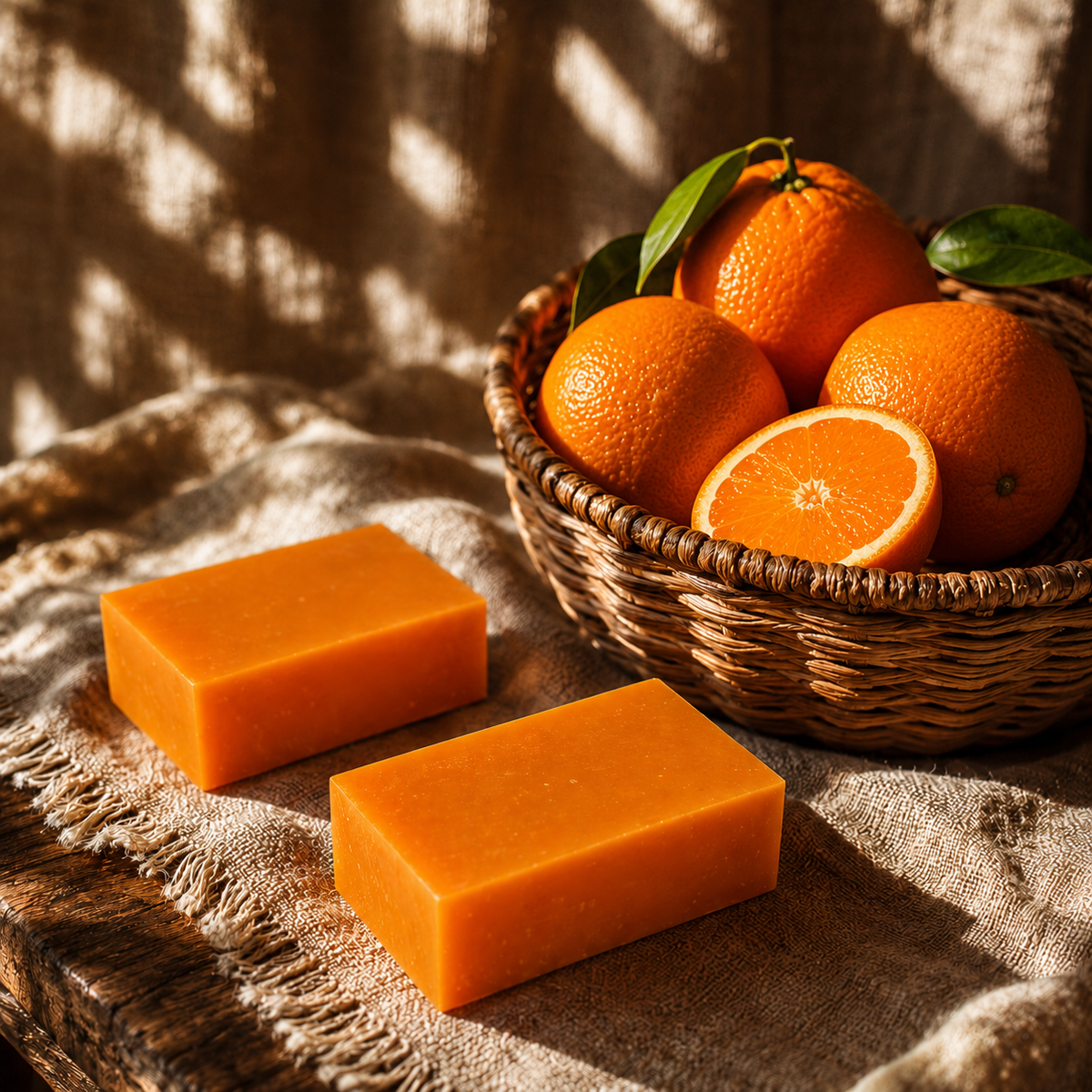 Mae Luna Herbal Orange and Green Tea bar soap product photo