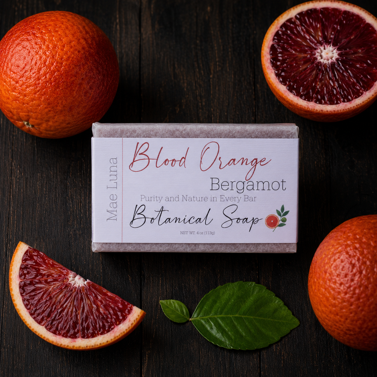 Mae Luna Blood Orange Bergamot botanical bar soap product photo
