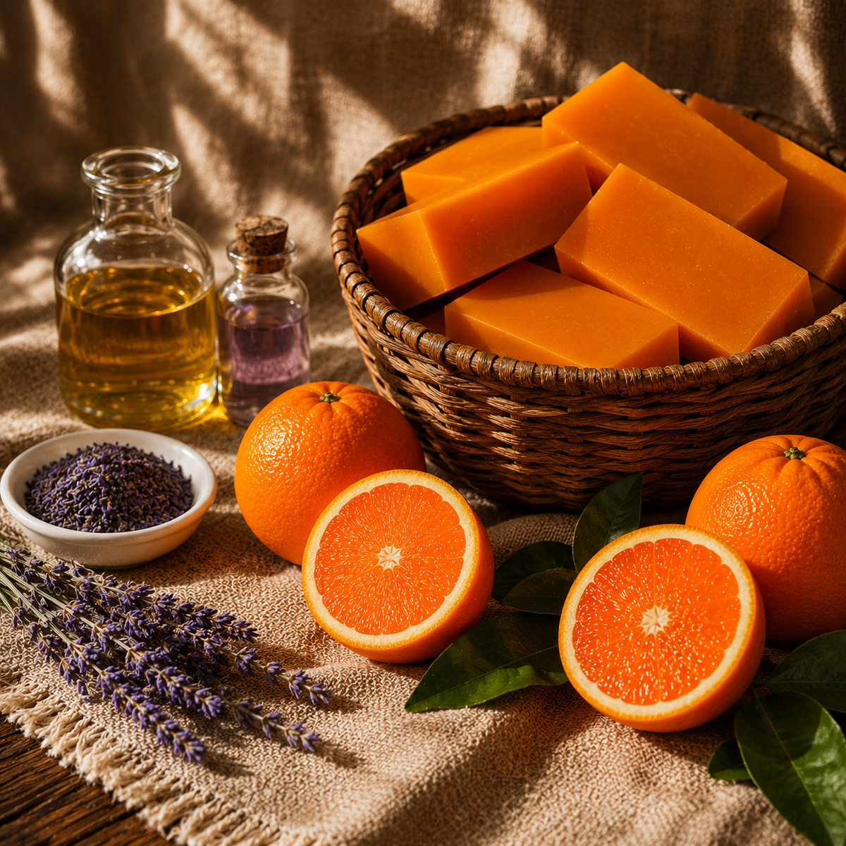 Mae Luna Herbal Orange and Green Tea bar soap product photo