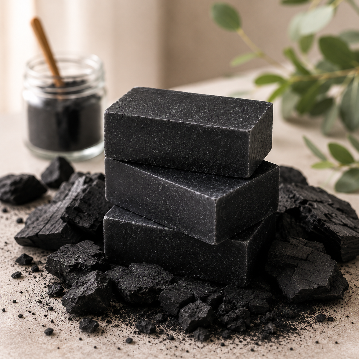 Mae Luna Activated Charcoal fragrance-free bar soap product photo