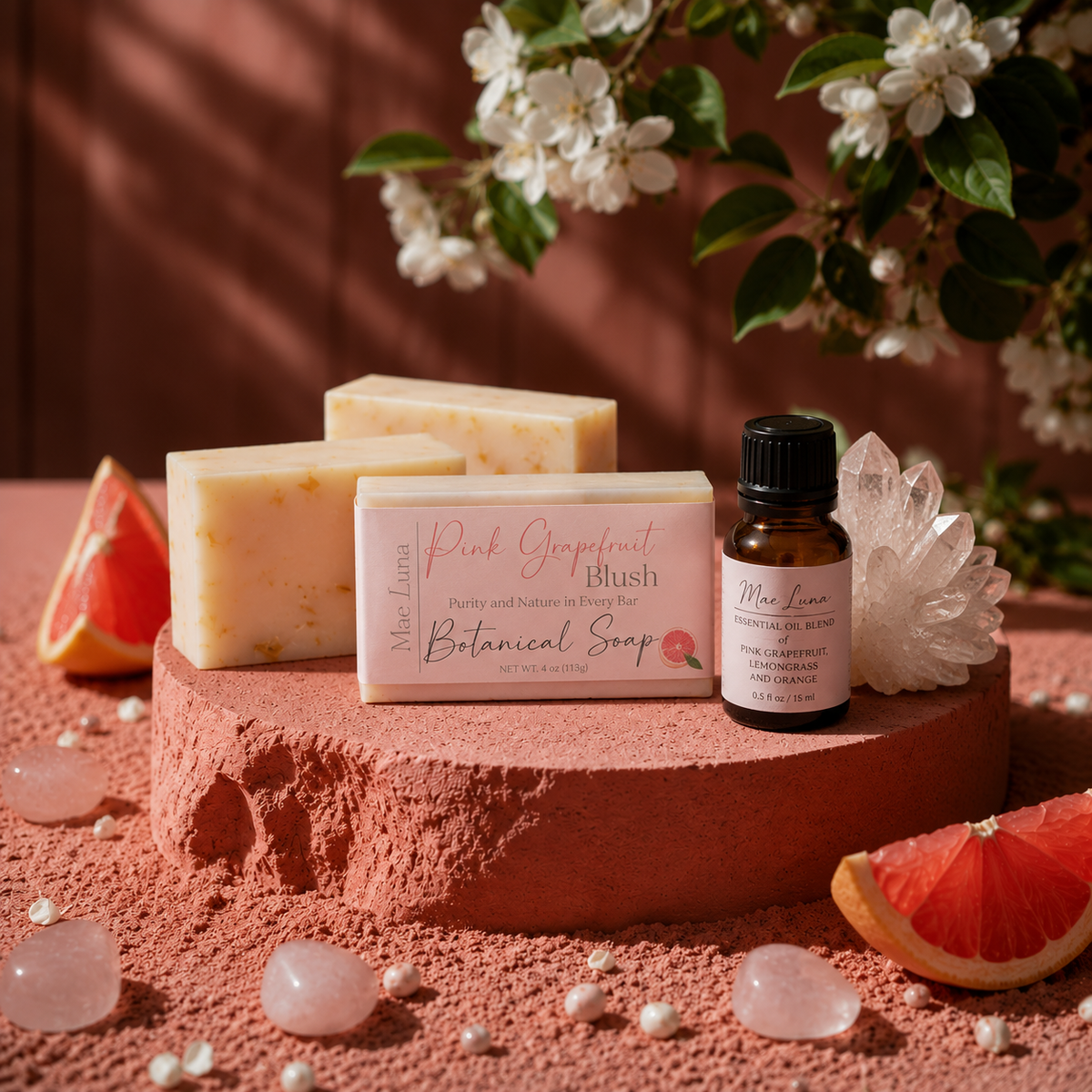 Mae Luna Pink Grapefruit botanical bar soap product photo