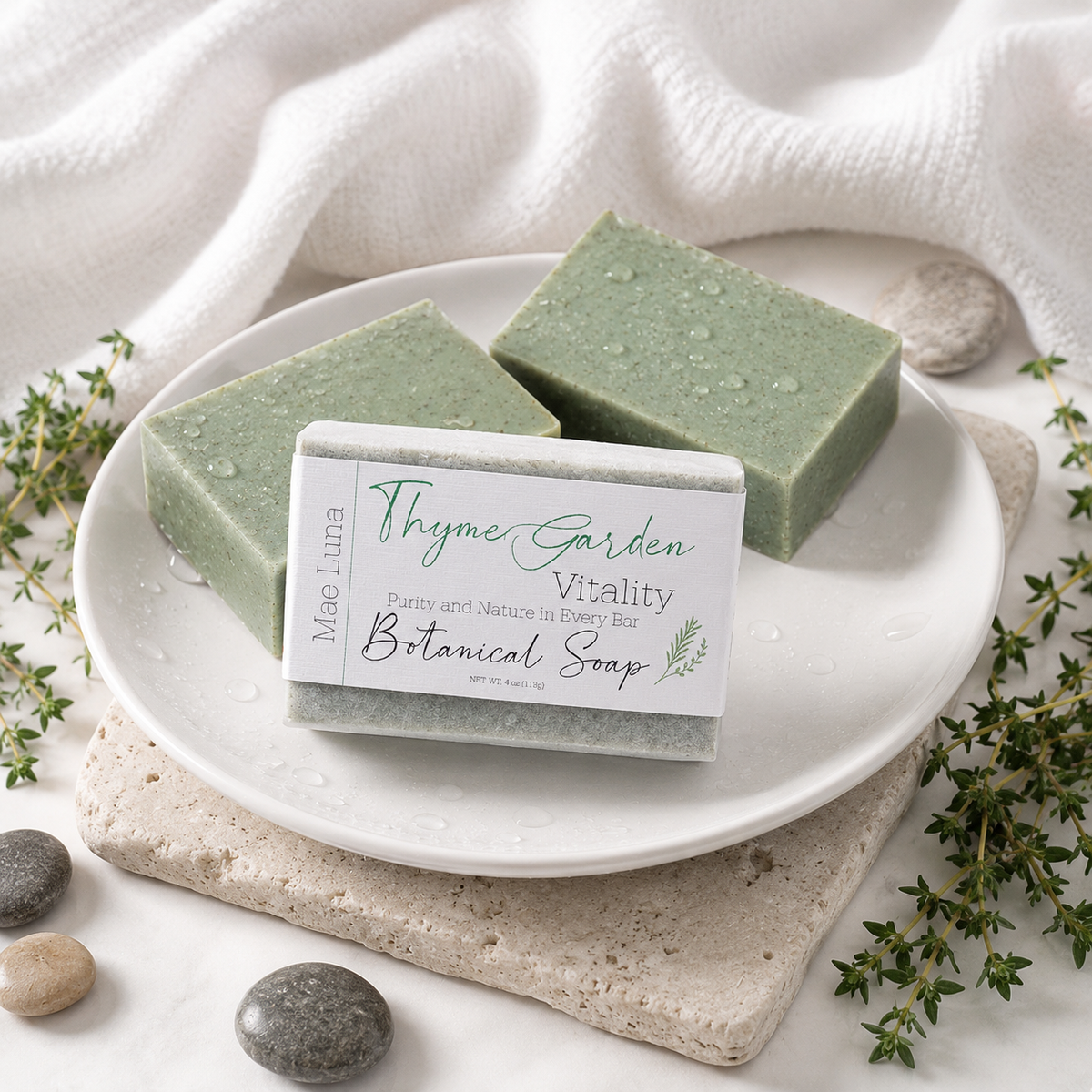Mae Luna Thyme Garden botanical bar soap product photo