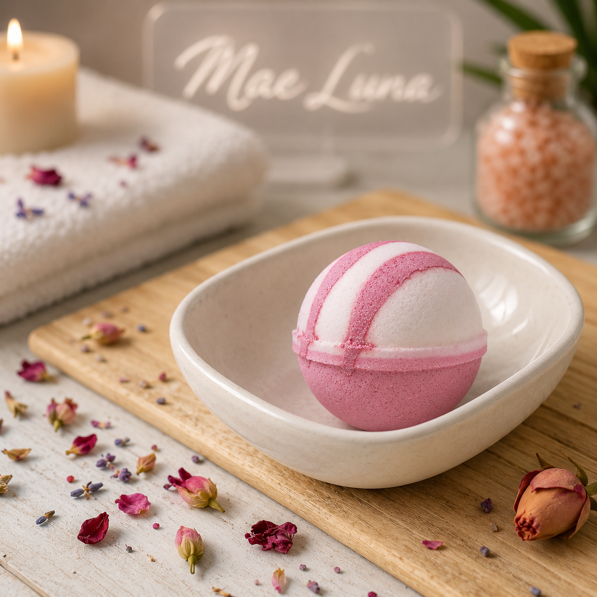 Mae Luna Rose Petals Bath Bomb product photo