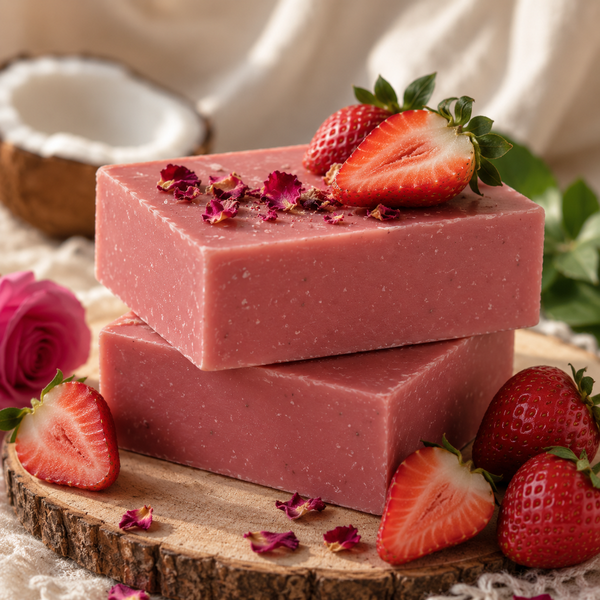 Mae Luna Sweet Strawberry Bloom bar soap product photo