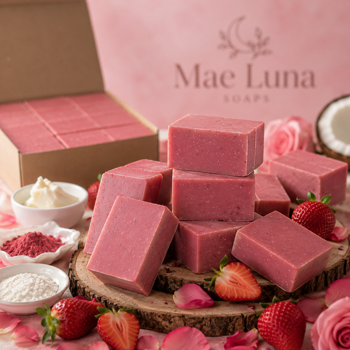 Mae Luna Sweet Strawberry Bloom bar soap product photo
