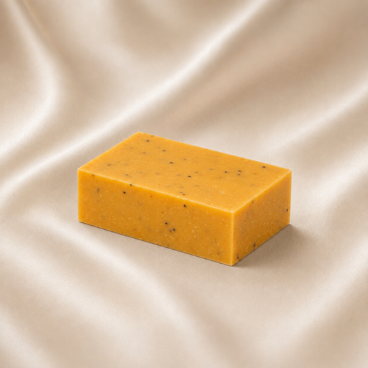 Lemon Poppy Seed exfoliating bar soap with lemon peel by Mae Luna