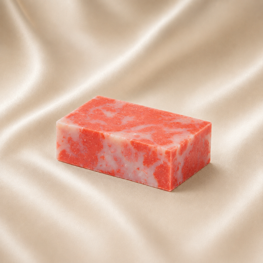 Pink Clay and Himalayan Salt bar soap with natural marbling by Mae Luna