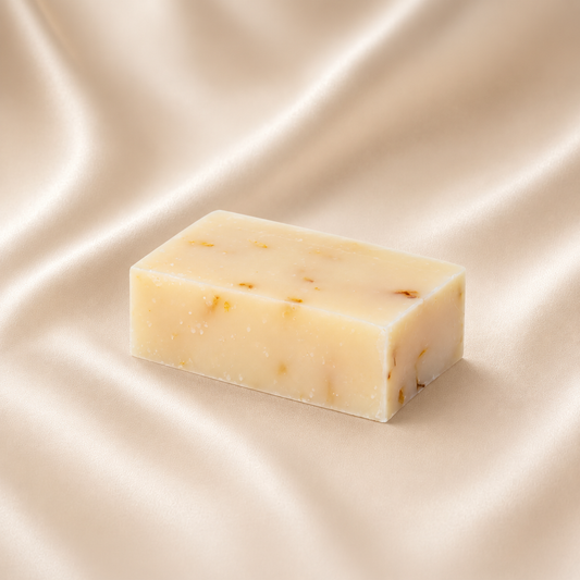 Pink Grapefruit botanical bar soap with calendula petals by Mae Luna